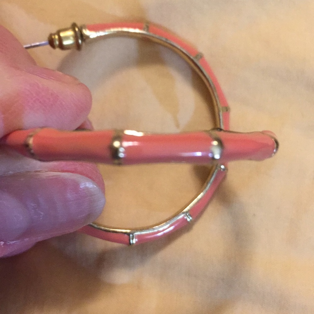 Bamboo style hoop earrings - Picture 6 of 7